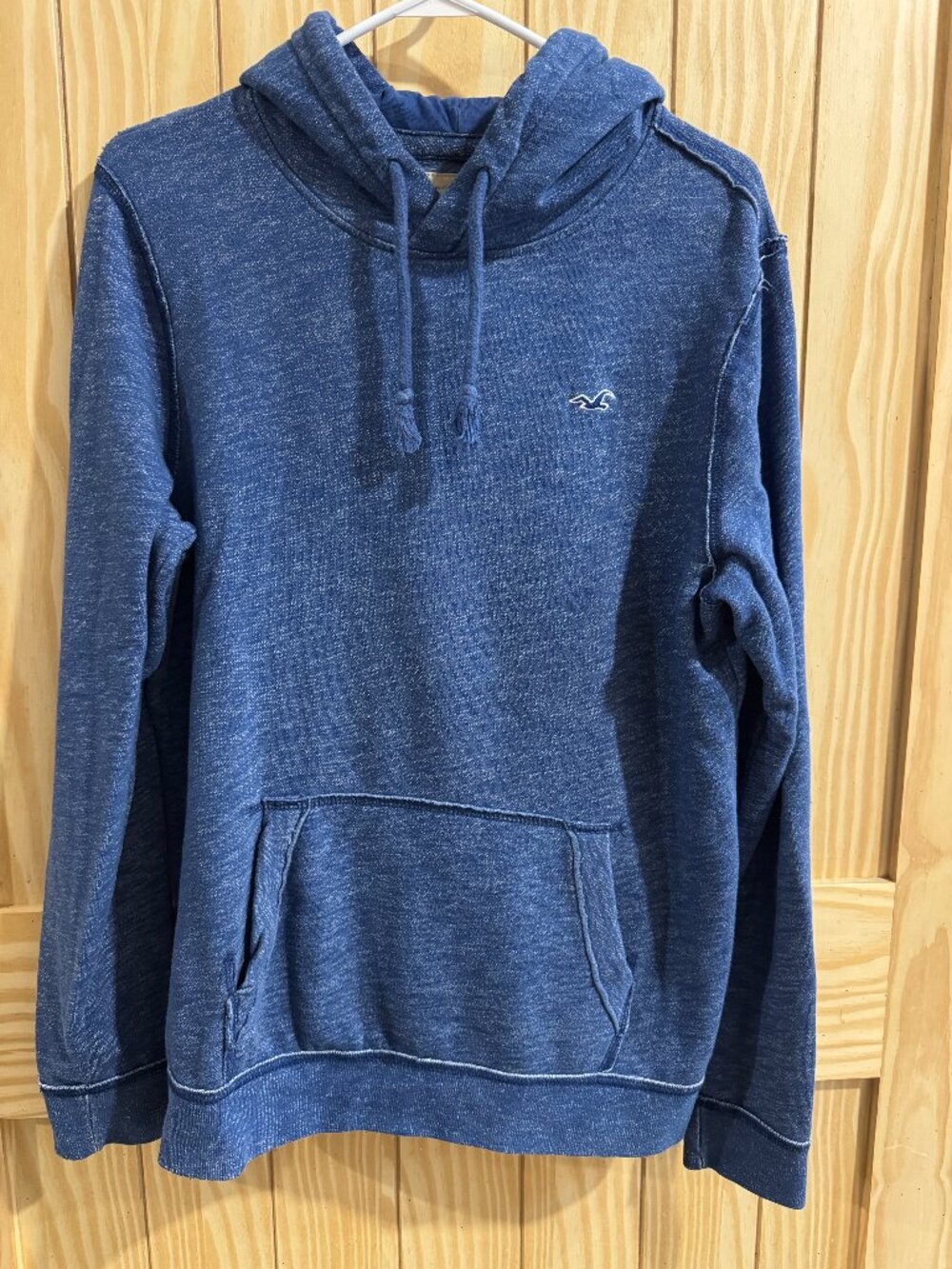 Men's Hollister Heathered Blue Hoodie--Medium